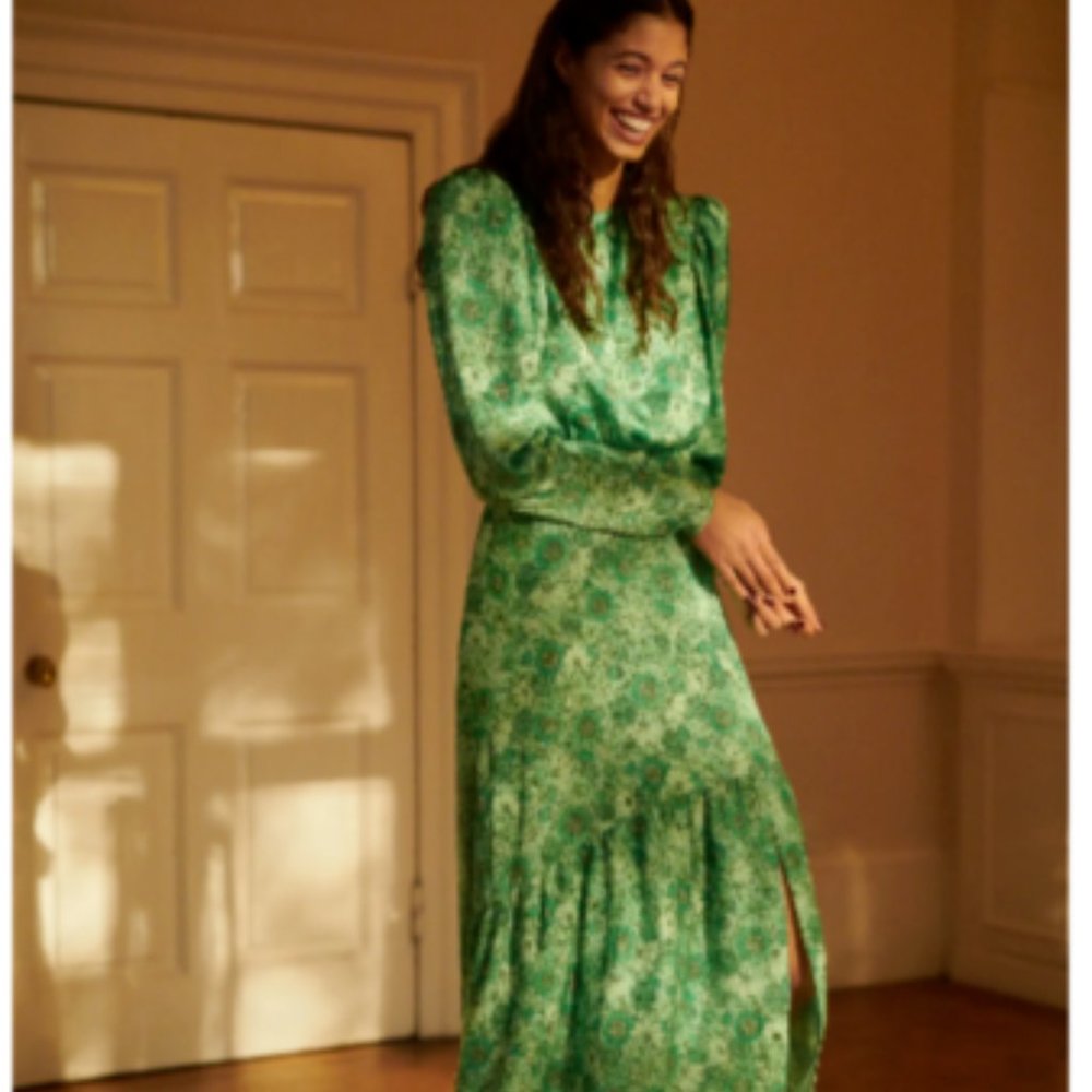 $68 TOPSHOP FLORAL PRINT LONG SLEEVE MIDI DRESS SIZE 12 US / 16 UK